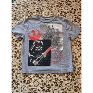 Star Wars Graphic T-Shirt with Millennium Falcon and Lightsaber‎ Design - Grey